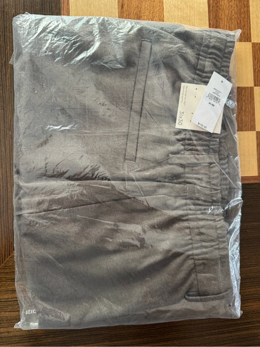 Banana Republic mens taupe tailored stretch dress trousers size 31x30.